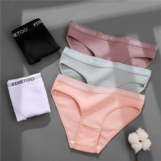 3-Pack Cotton Brief Panties – Soft Low-Rise Everyday Underwear for Women (M–2XL, 28 Color Sets, 2 Styles)