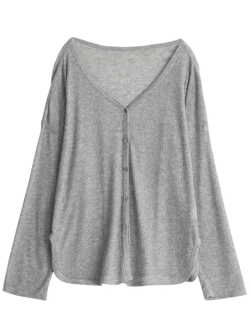 Lightweight V-Neck Button Cardigan — Sun Protection Knit | Women's Tops