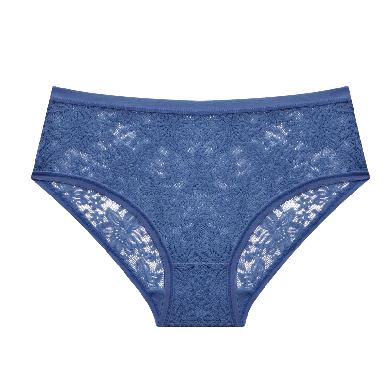 Seamless Floral Lace Brief Panties – Hollow-Out See-Through Underwear for Women (S–2XL, 6 Colors)