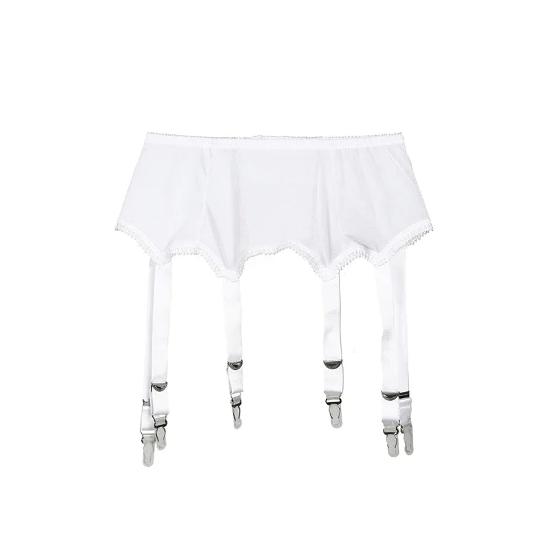 Hirigin Women Sexy Retro High Waist Elastic Mesh Garter Belt Suspender 6 Metal Buckles Erotic Sex Wear
