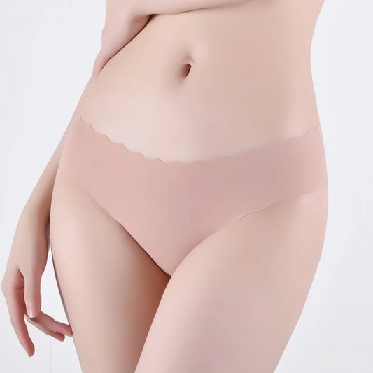 4-Pack Ice Silk Mid-Rise Seamless Panties – Scalloped Edge Briefs (XS–XL)