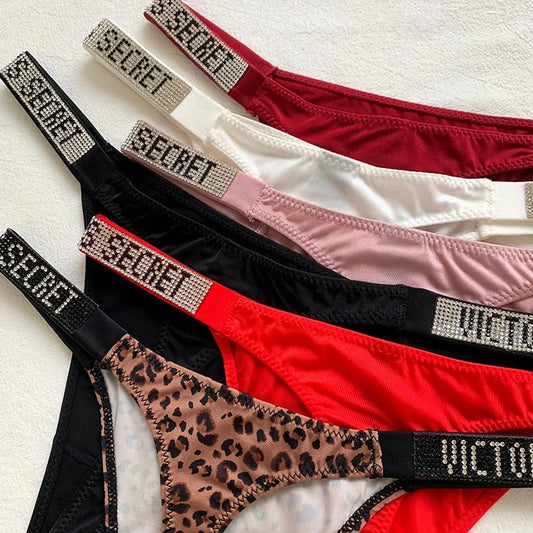 Women's Seamless Bra & Brief Set – Rhinestone Logo Lingerie | Wire-Free Comfort (M–XL)