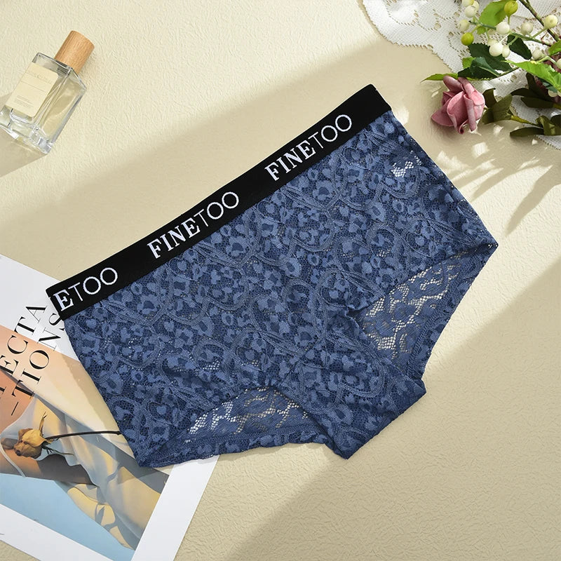 High-Waist Lace Bikini Panty – Hollow Floral Breathable Underwear for Women (S–XL, 6 Colors)