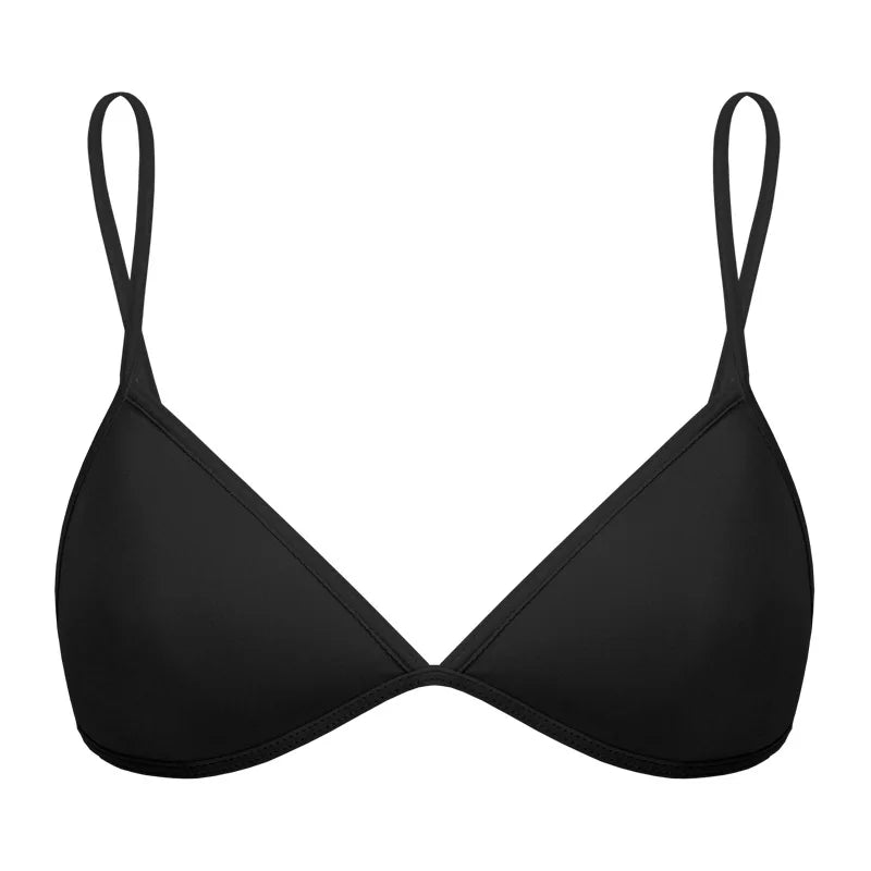 Triangle Cup Front-Closure Bralette — Seamless Wire-Free Cross-Back Bra