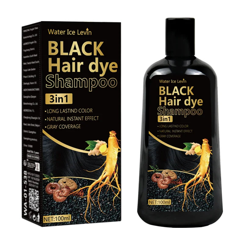 3-in-1 Black Hair Dye Shampoo with Ginger & Biotin – Long-Lasting Color, Gray Coverage & Hair Growth | 100g