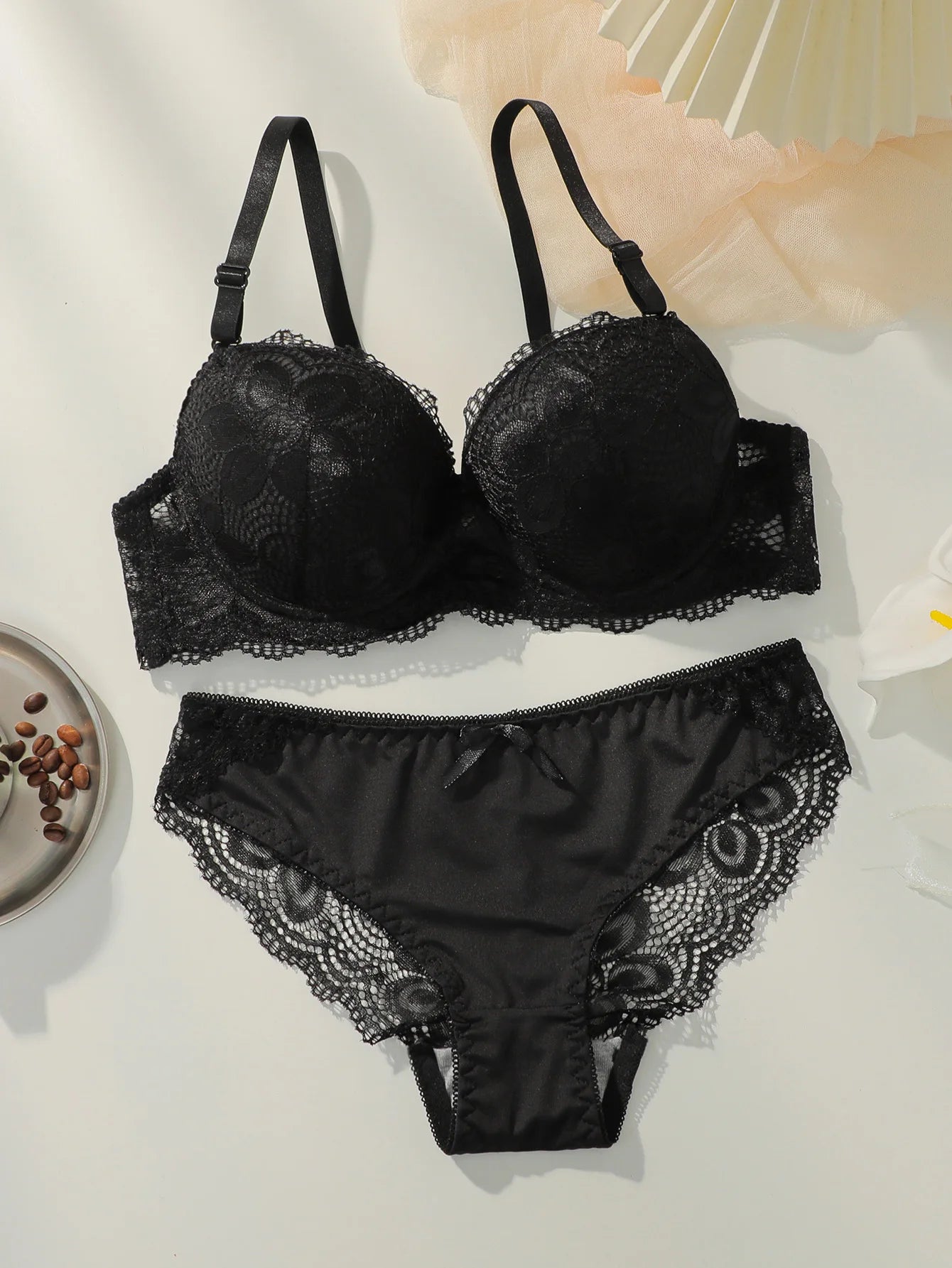 Lace Push-Up Bra & Bikini Brief Set — Underwire Floral Lace | Women's Lingerie