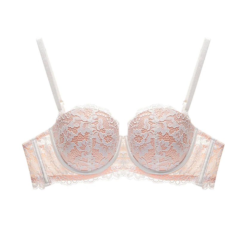 FINETOO Sexy Lace Bra Women 1/2 Cup Underwire Bras Ladies Push Up Underwear Trendy Floral Brassiere Female Comfortable Intimates
