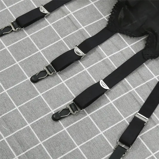Mesh Garter Belt with 6 Metal Buckles – High Waist Suspender