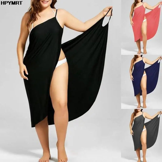 Women's Halter Neck Dress – Sleeveless Solid Color Midi