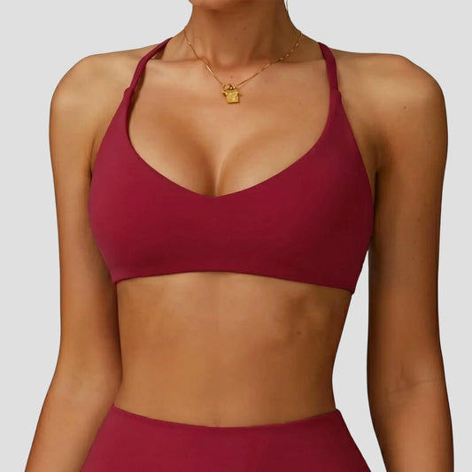 High Support Push-Up Sports Bra – Cross Back Crop Top for Yoga, Running & Pilates