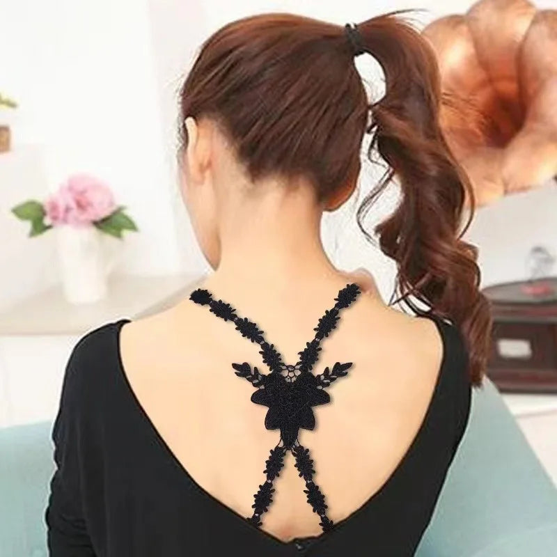 Decorative Lace Cross Bra Straps – Non-Slip Replacement Shoulder Straps for Women (One Size, 10 Colors)