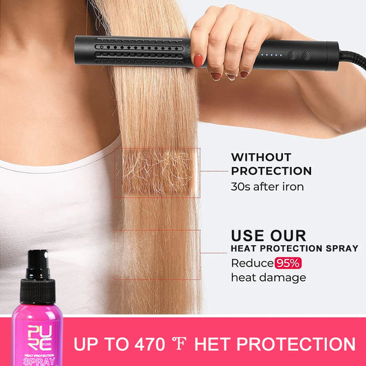 PURC Heat Protectant Spray with Coconut & Argan Oil – Frizz Control, Shine & 470°F Thermal Protection (75ml)