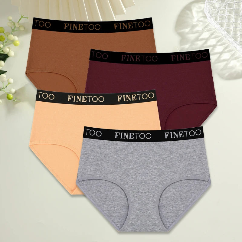 4-Pack High Waist Cotton Briefs — Logo Waistband Seamless Panties S–XXL