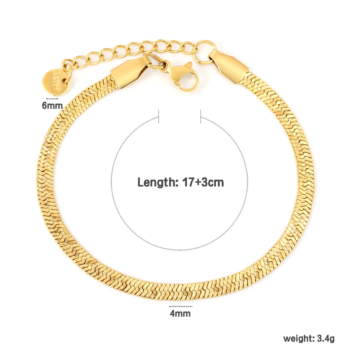 Blade Chain Bracelet – 18K Gold-Plated Snake Chain Stainless Steel Wrist Bracelet for Women