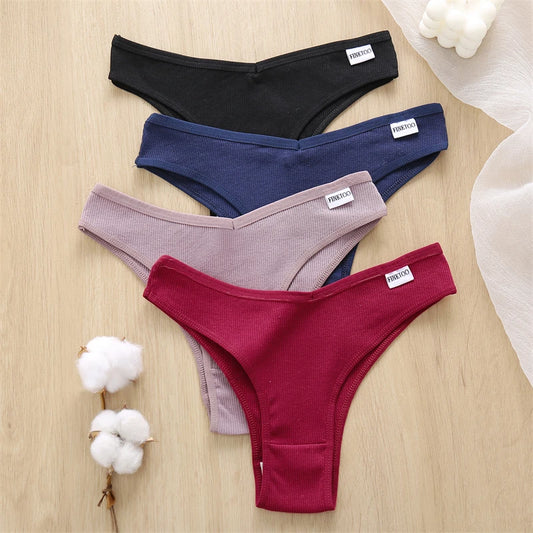 7-Pack Ribbed Cotton Brazilian Briefs — Low-Rise V-Cut T-Back Panties M–XL