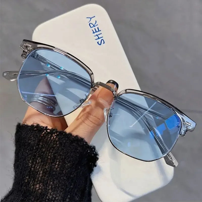 Square Metal Photochromic Glasses | Myopia Lens Options
