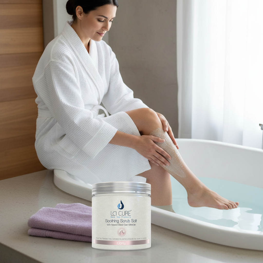La Cure Dead Sea Salt Body Scrub – Lavender Exfoliator for Dry & Rough Skin, 400g