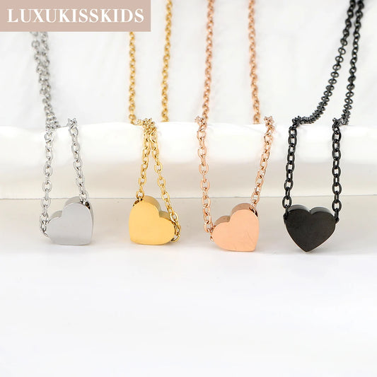 Heart Pendant Necklace – Stainless Steel Clavicle Choker for Women & Girls