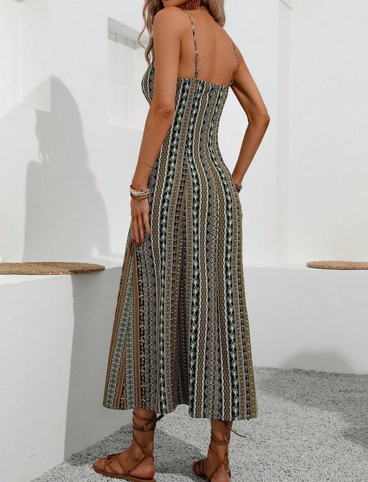 Tropical Print Cami Dress – Slim Fit A-Line | Vacation & Beach Style