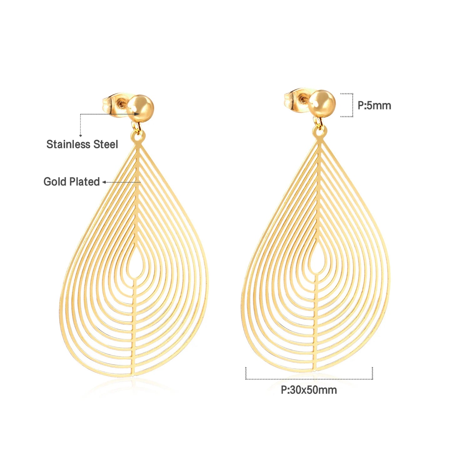 Long Tassel Drop Earrings – 18K Gold-Plated Stainless Steel Dangle Earrings for Women