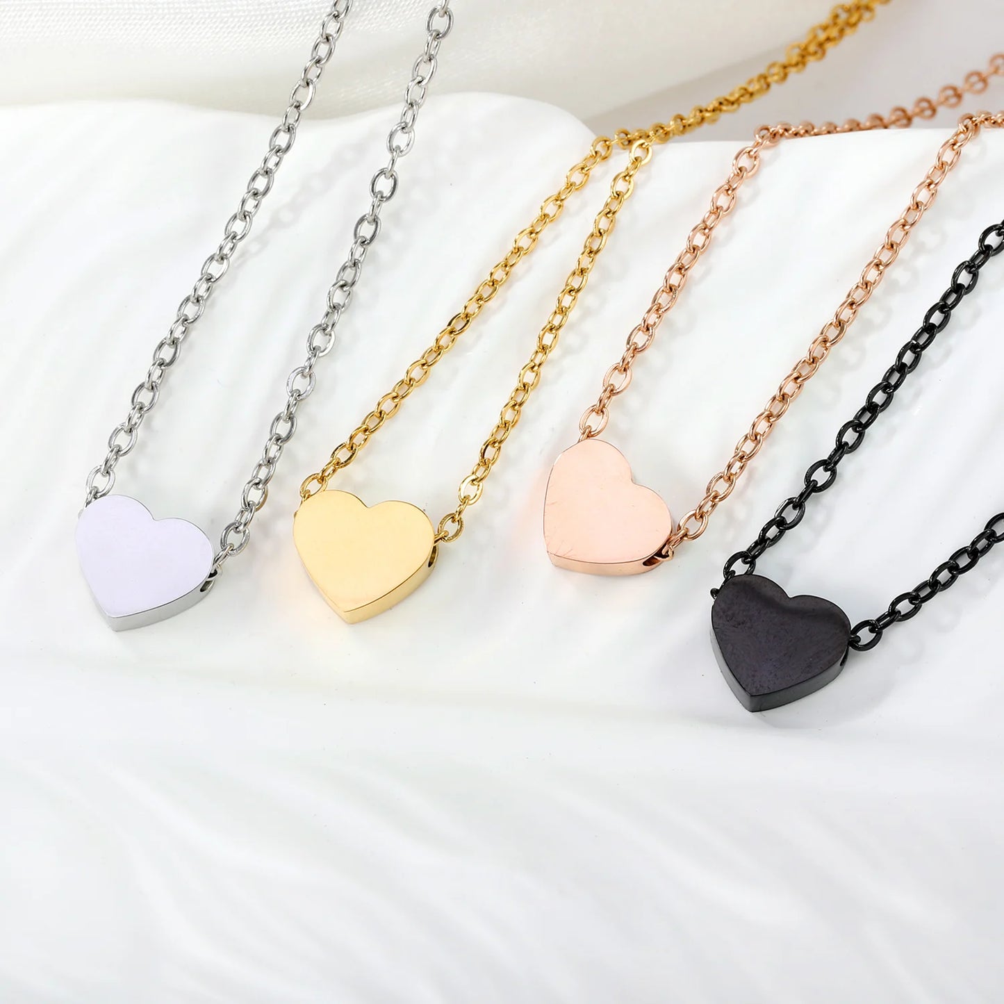 Heart Pendant Necklace – Stainless Steel Clavicle Choker for Women & Girls