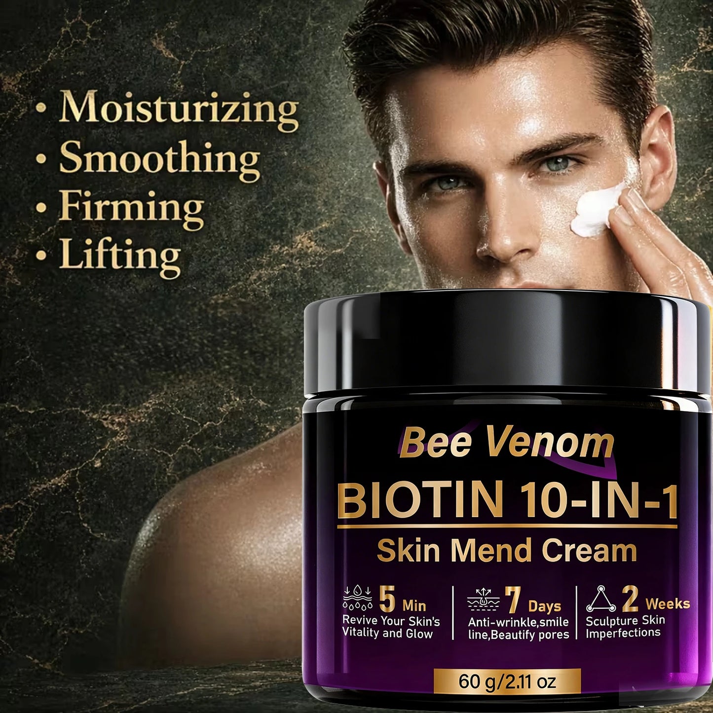 Bee Venom Biotin 10-in-1 Skin Mend Cream, Anti-Wrinkle & Anti-Aging, Fast Revitalizing & Firming, 5 Min Glow