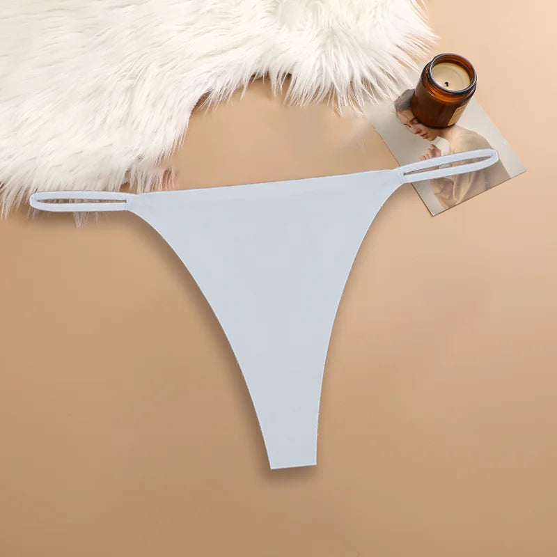3-Pack Seamless Ice Silk Thong Panties – Low-Rise Flexible Underwear for Women (XS–XL, 25 Color Sets)