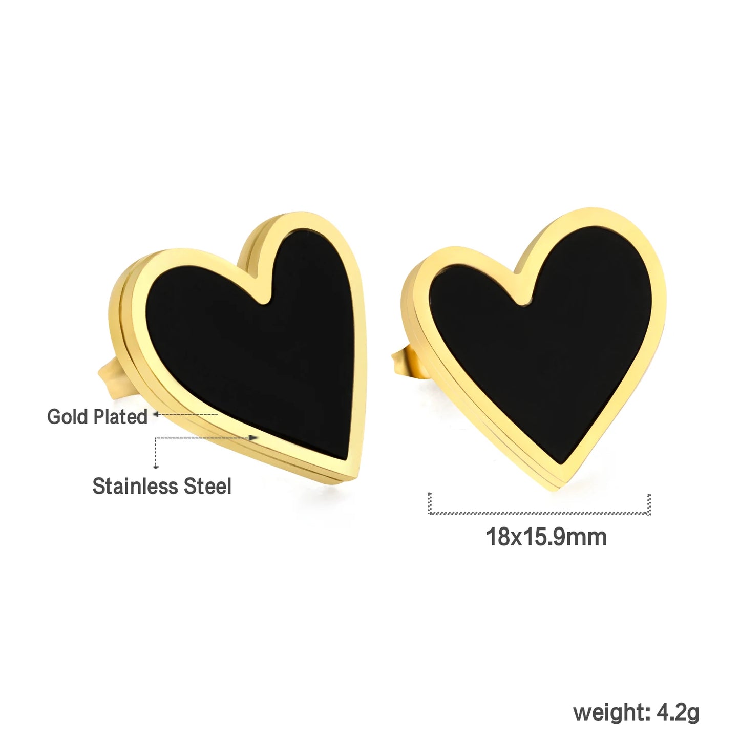 Large Geometric Stud Earrings – 18K Gold-Plated Stainless Steel Round Piercing Earrings for Women