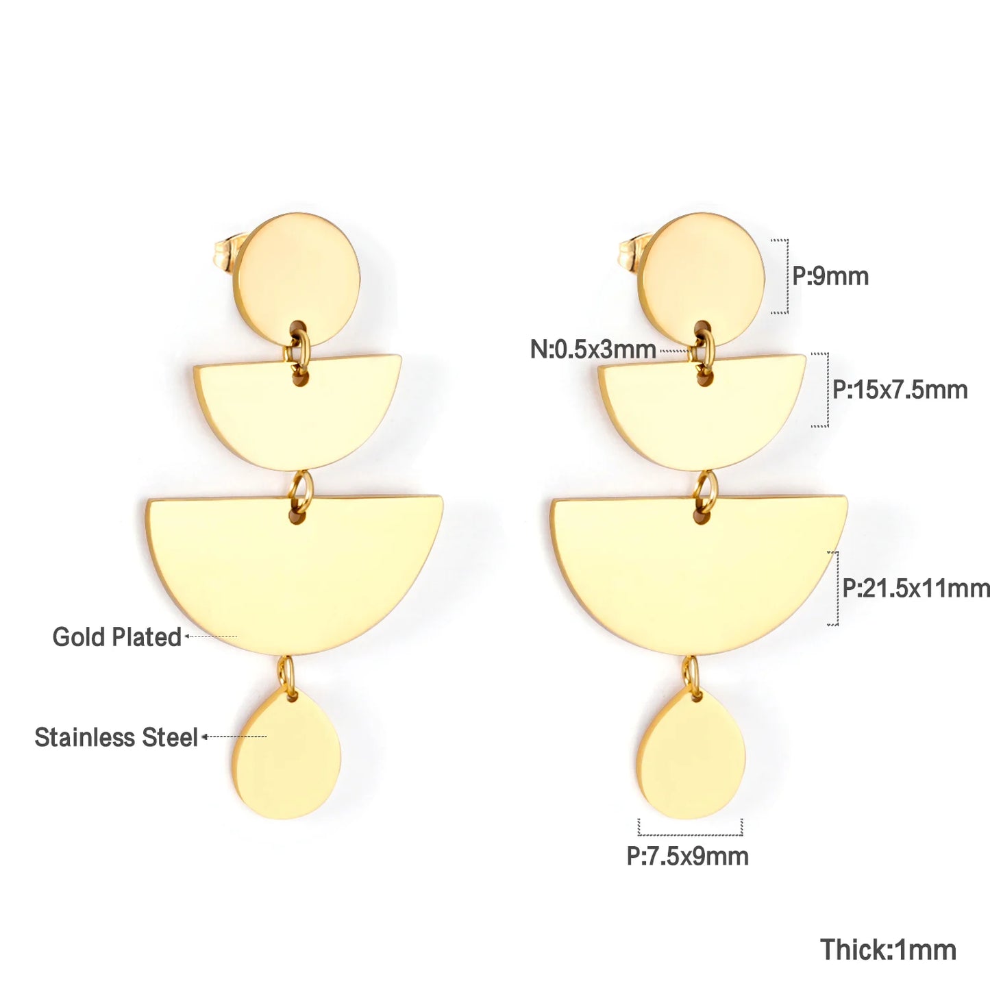 Long Tassel Drop Earrings – 18K Gold-Plated Stainless Steel Dangle Earrings for Women