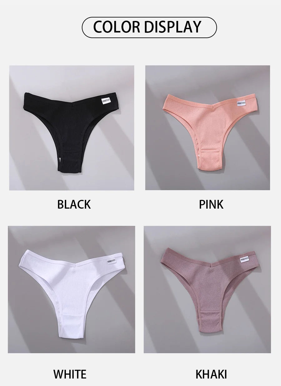 V-Waist Cotton Brazilian Brief Panties – Sexy Low-Rise Breathable Underwear for Women (M–XL, 9 Colors)