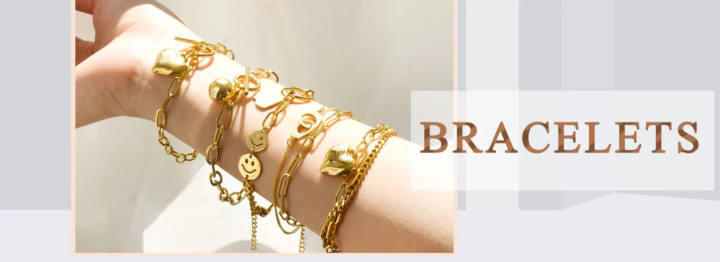 Evil Eye Bracelet – 18K Gold-Plated Stainless Steel Boho Charm Bracelet for Women