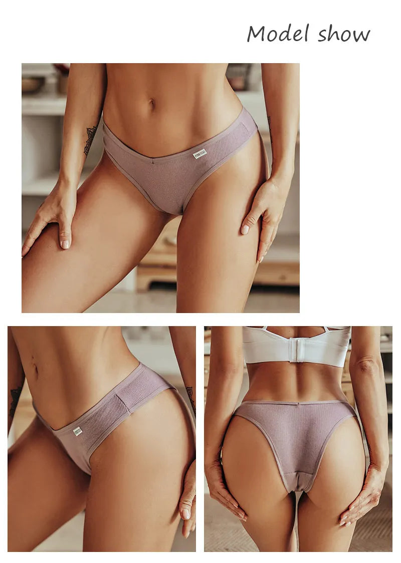 V-Waist Cotton Brazilian Brief Panties – Sexy Low-Rise Breathable Underwear for Women (M–XL, 9 Colors)