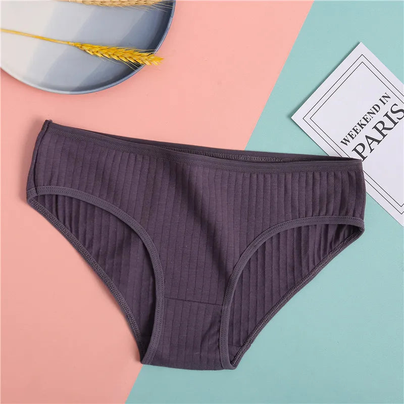 3-Pack Cotton Brief Panties – Soft Low-Rise Everyday Underwear for Women (M–2XL, 28 Color Sets, 2 Styles)