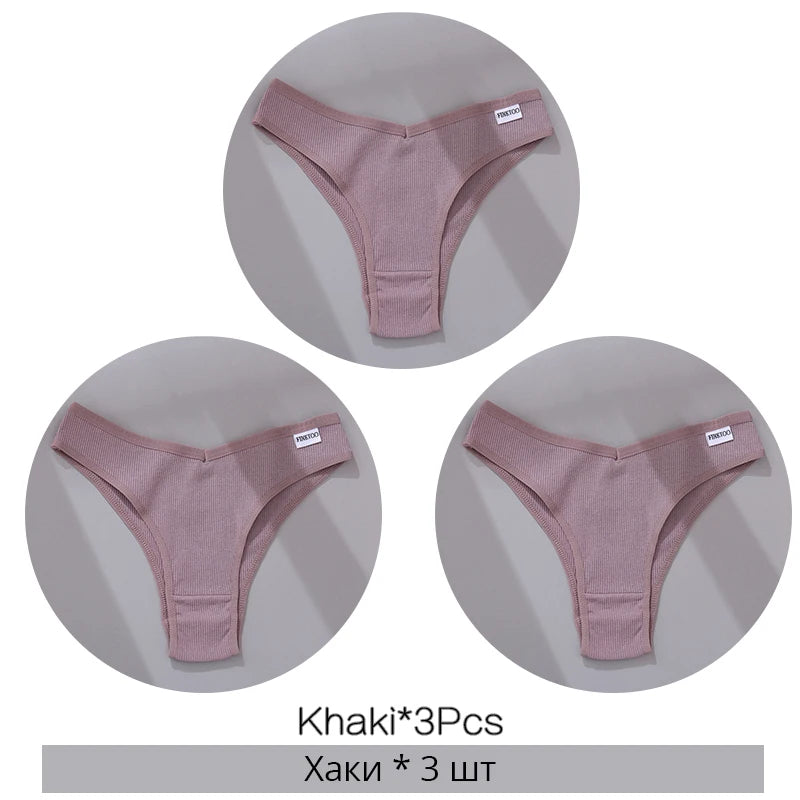 3-Pack Seamless Cotton Brief Panties – Breathable Low-Rise Underwear for Women (M–XL, 28 Color Sets)