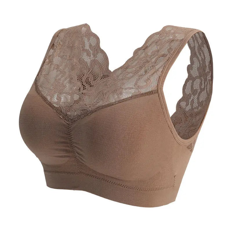 Women's Seamless Lace Push-Up Bra – Wire-Free Beauty Back Bralette | Plus Size L–XXL