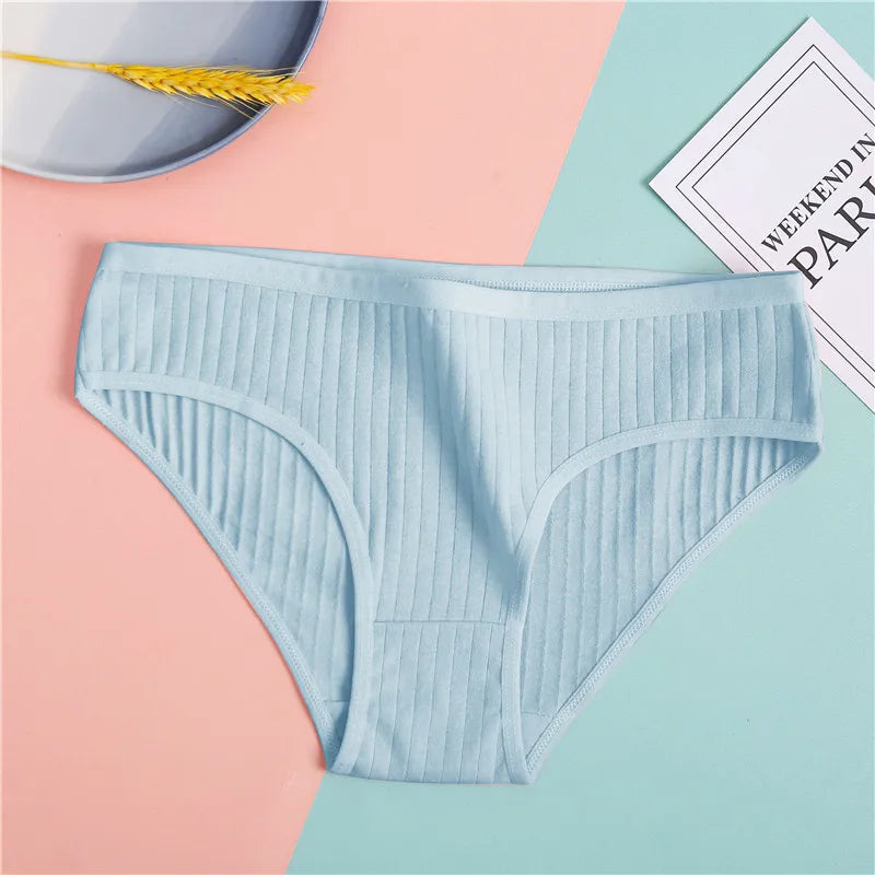 3-Pack Cotton Brief Panties – Soft Low-Rise Everyday Underwear for Women (M–2XL, 28 Color Sets, 2 Styles)