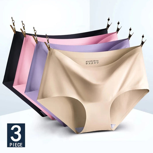 Women's Seamless Briefs 3-Pack – Invisible Mid-Rise Panties | Soft Everyday Underwear (M–2XL)