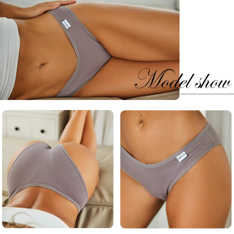 3-Pack Cotton Brief Panties – Soft Low-Rise Everyday Underwear for Women (M–2XL, 28 Color Sets, 2 Styles)