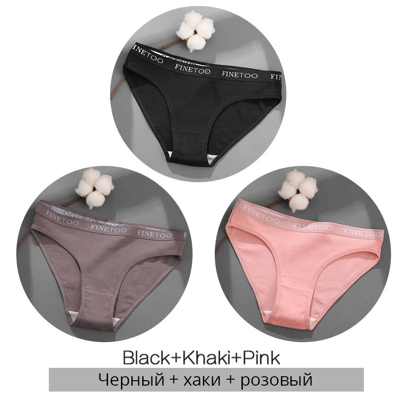 3-Pack Cotton Brief Panties – Soft Low-Rise Everyday Underwear for Women (M–2XL, 28 Color Sets, 2 Styles)