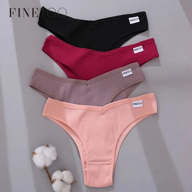 3-Pack Seamless Cotton Brief Panties – Breathable Low-Rise Underwear for Women (M–XL, 28 Color Sets)