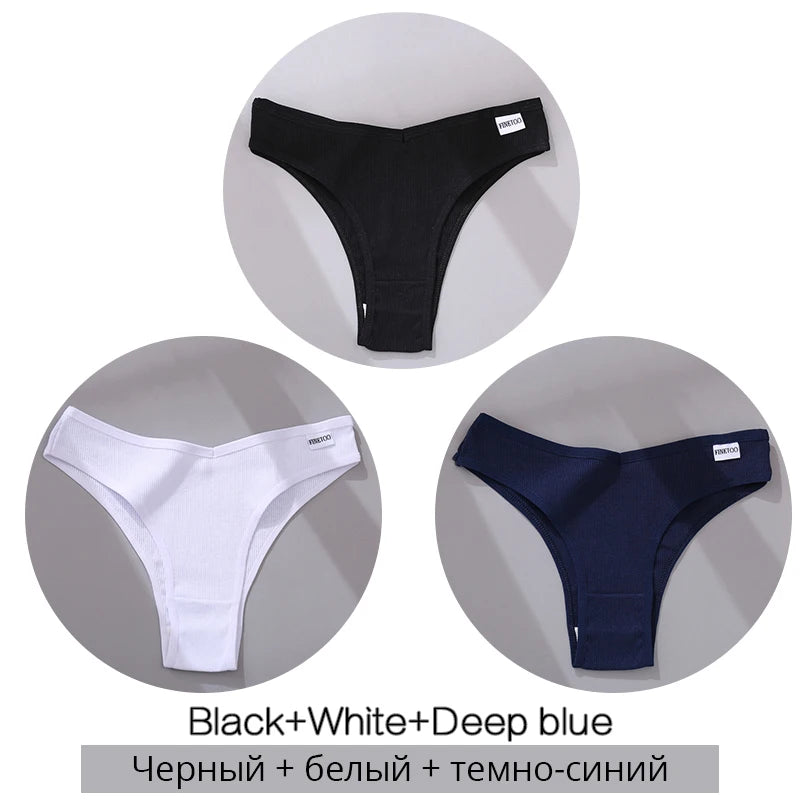 3-Pack Seamless Cotton Brief Panties – Breathable Low-Rise Underwear for Women (M–XL, 28 Color Sets)