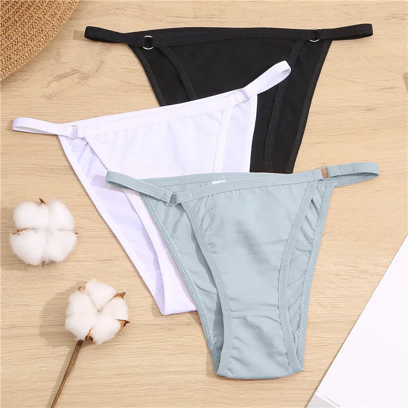 3-Pack Cotton Ring-Strap Bikini Briefs — Low-Rise Soft Panties M–2XL