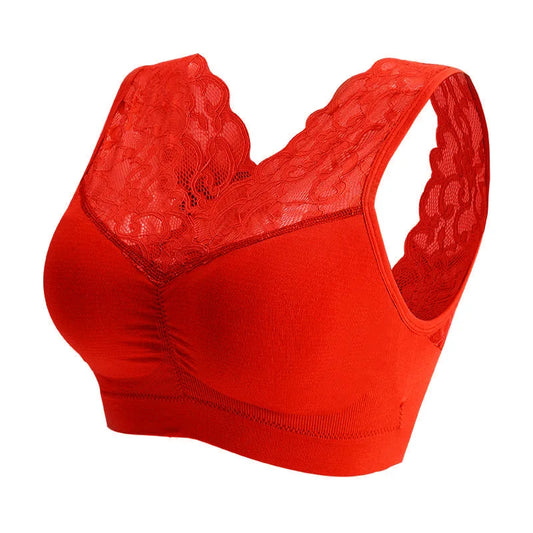 Women's Seamless Lace Push-Up Bra – Wire-Free Beauty Back Bralette | Plus Size L–XXL