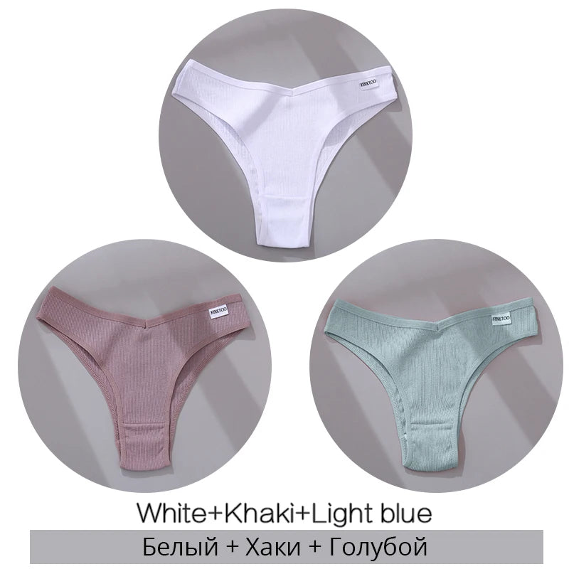 3-Pack Seamless Cotton Brief Panties – Breathable Low-Rise Underwear for Women (M–XL, 28 Color Sets)