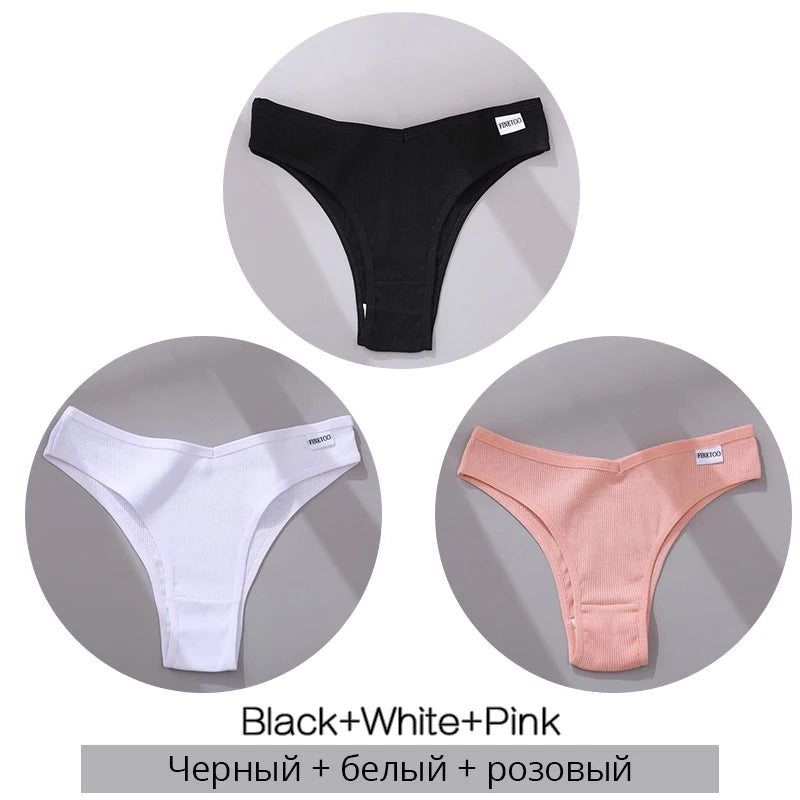 3-Pack Seamless Cotton Brief Panties – Breathable Low-Rise Underwear for Women (M–XL, 28 Color Sets)