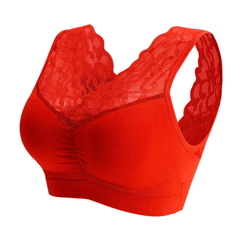 Women's Seamless Lace Push-Up Bra – Wire-Free Beauty Back Bralette | Plus Size L–XXL