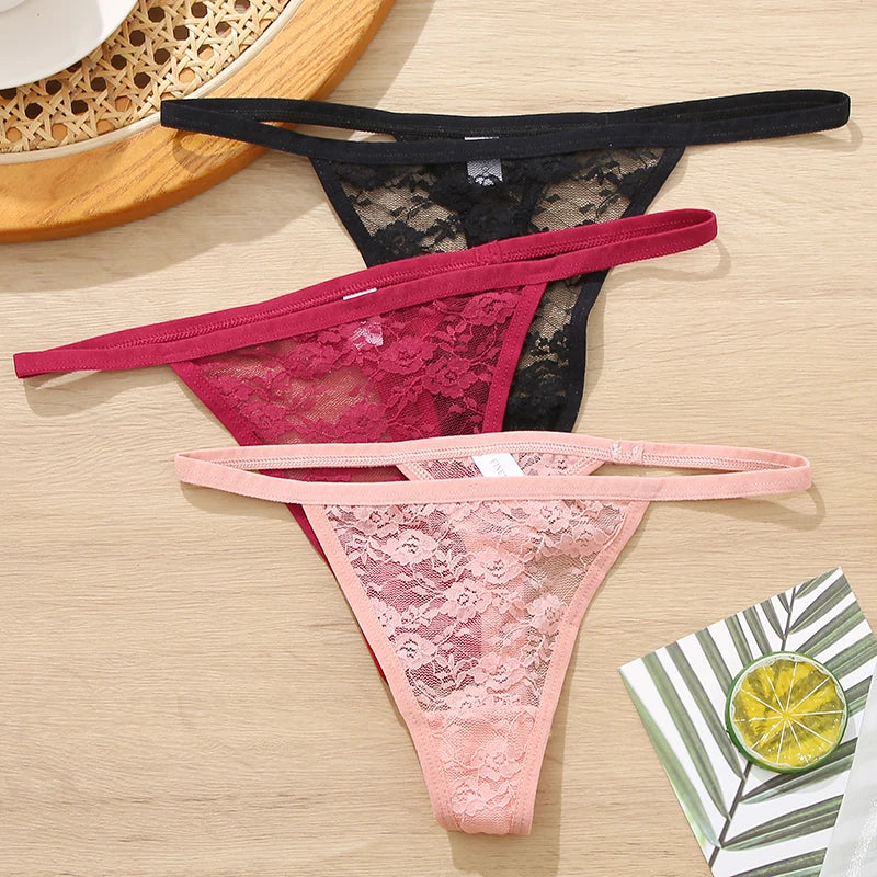 FINETOO Sexy Lace Thongs M-XL Low Waist T-Back Underwear Women Lace G-string Underpants Lady Bikini Panties Female Sexy Lingerie