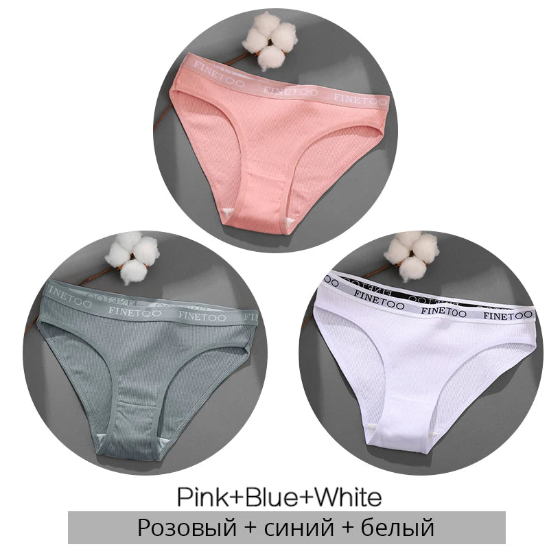 3-Pack Cotton Brief Panties – Soft Low-Rise Everyday Underwear for Women (M–2XL, 28 Color Sets, 2 Styles)