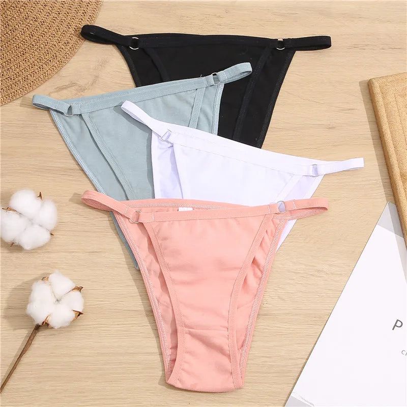 3-Pack Cotton Ring-Strap Bikini Briefs — Low-Rise Soft Panties M–2XL