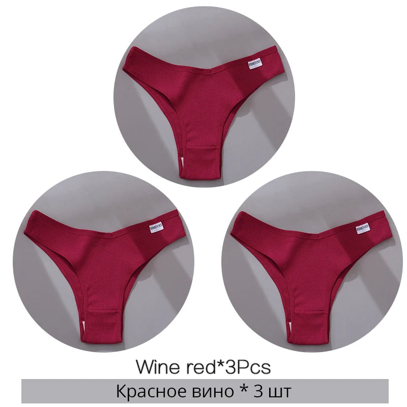 3-Pack Seamless Cotton Brief Panties – Breathable Low-Rise Underwear for Women (M–XL, 28 Color Sets)